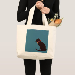 Jumbo I Love Cats Blue and White Graphic Tote