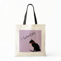 Jumbo I Love Cats Lilac And White  Graphic Tote