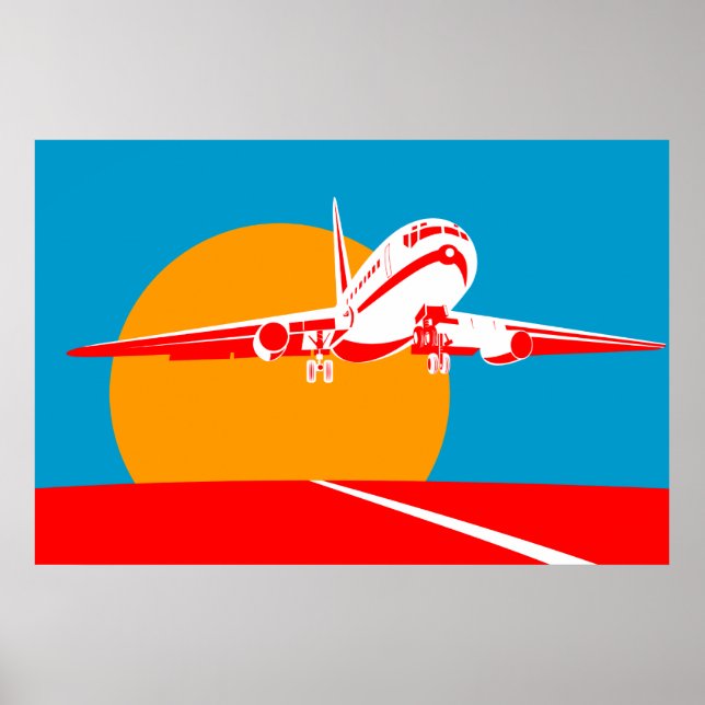 jumbo jet plane aeroplane taking off poster (Front)
