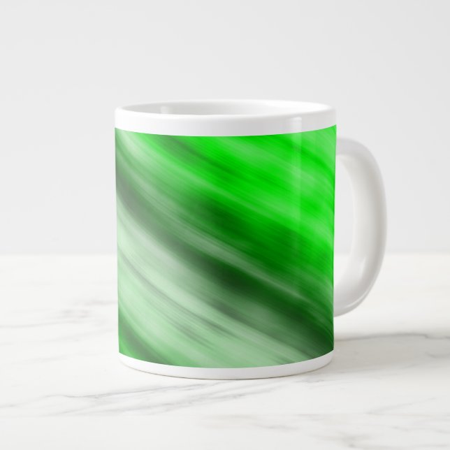 Jumbo Mug, abstract art, green. Large Coffee Mug (Front Right)