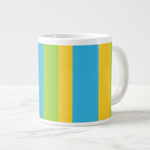 Jumbo Mug: Turquoise, Yellow, Green Stripes Large Coffee Mug