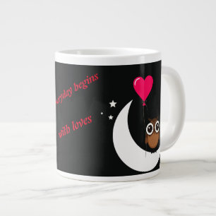 Jumbo mug with heart and owl for every day