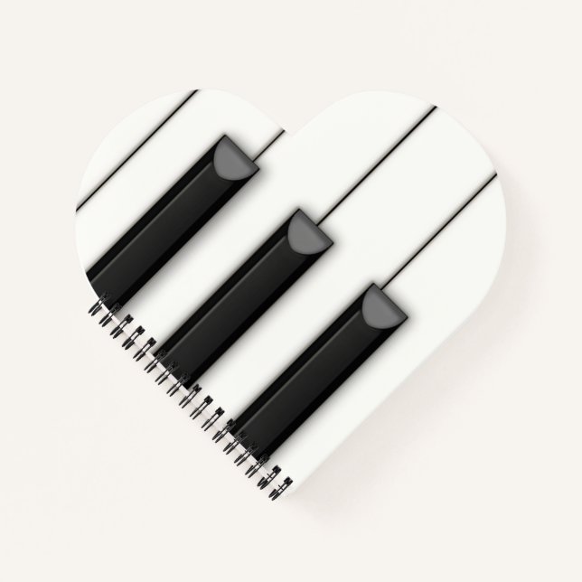 Jumbo Piano Keys Detail Musical Heart Notebook (Front)