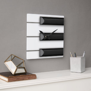 Jumbo Piano Keys Illustration Music Square Wall Clock