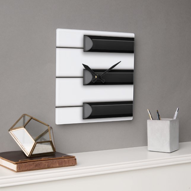 Jumbo Piano Keys Illustration Music Square Wall Clock (Office)