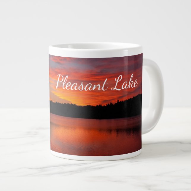 Jumbo Pleasant Lake Sunset Photo Mug (Front Right)