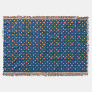 Jumbo Quirky Polka Dots on Navy Blue Throw Blanket