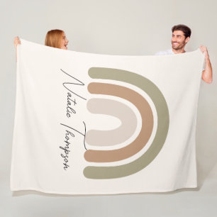 Jumbo rainbow cute monogram name pink for girls fleece blanket