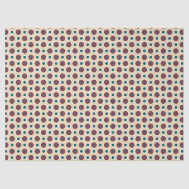 Jumbo Red Blue Polkas on Beige Tissue Paper (Front)