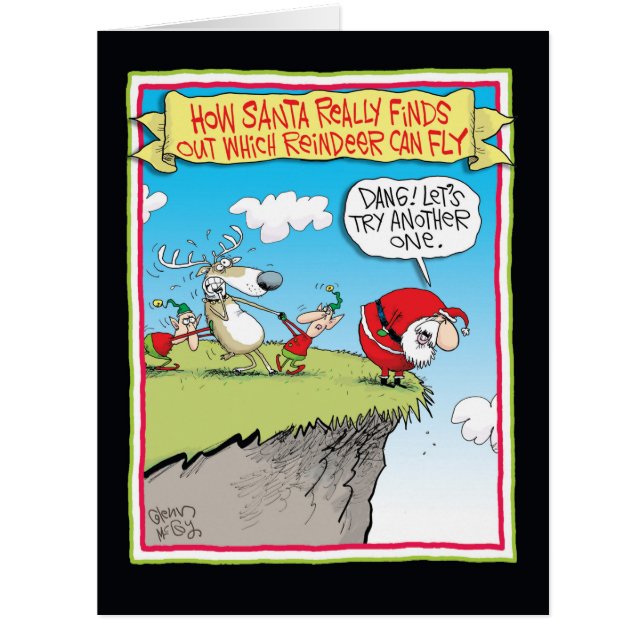 Jumbo Reindeer Can Fly Christmas Card (Front)