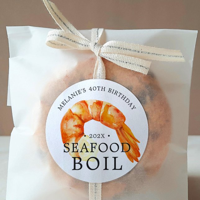 Jumbo Shrimp | Seafood Themed Birthday Party Classic Round Sticker (Creator Uploaded)