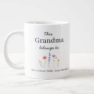 JUMBO size - Five Grandchildren Personalised Large Coffee Mug