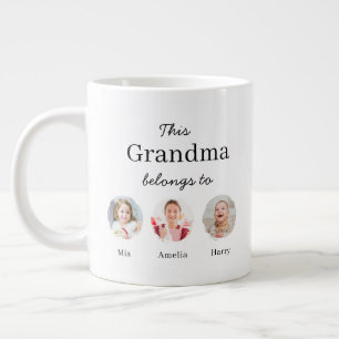 JUMBO size - Three Grandchildren Personalised  Large Coffee Mug