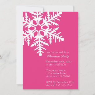 Jumbo Snowflake Christmas Party Invitation (Pink)