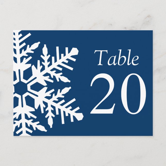 Jumbo Snowflake Table Numbers (Navy Blue / White) Postcard (Front)