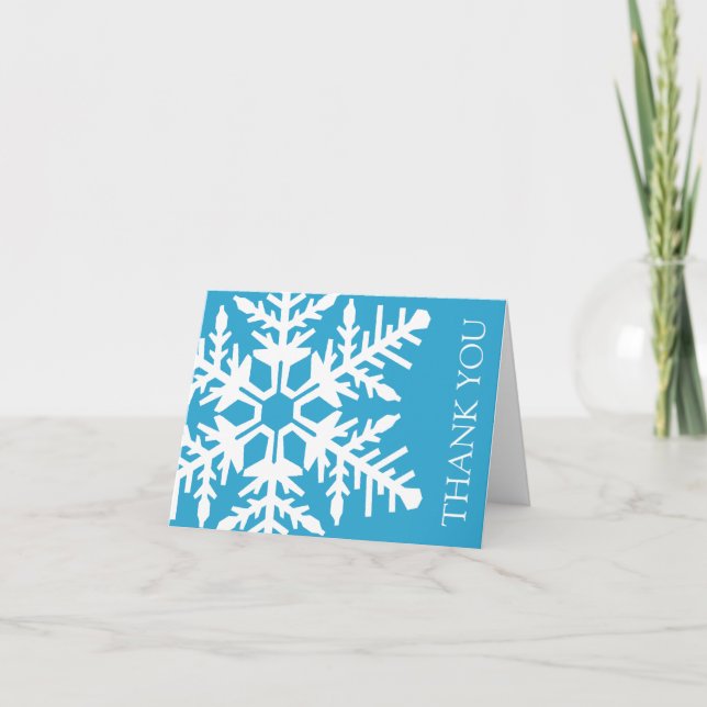 Jumbo Snowflake Thank You Card (Blue / White) (Front)
