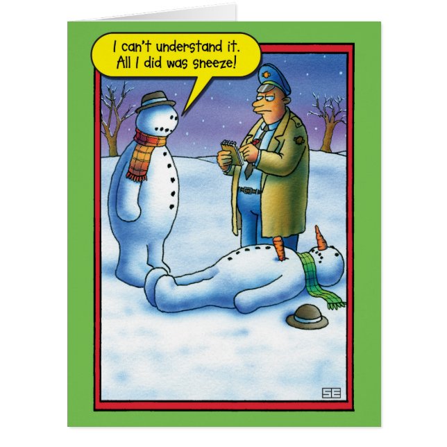 Jumbo Snowman Sneeze Christmas Card (Front)