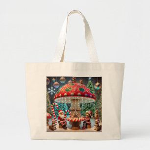 Jumbo Tote Bag: Christmas Mushroom Design