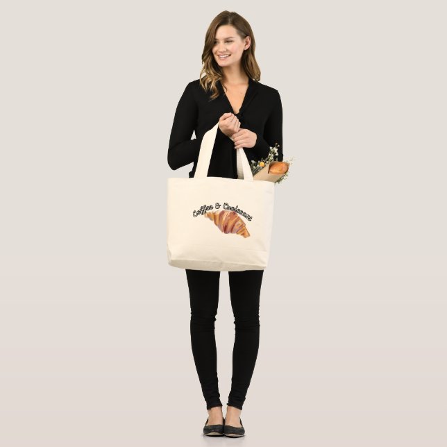 Jumbo tote bag with croissant design  (Front (Model))