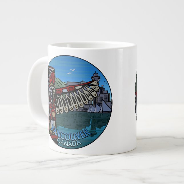 Jumbo Vancouver Coffee Mug Native Art Landmark Cup (Front Left)