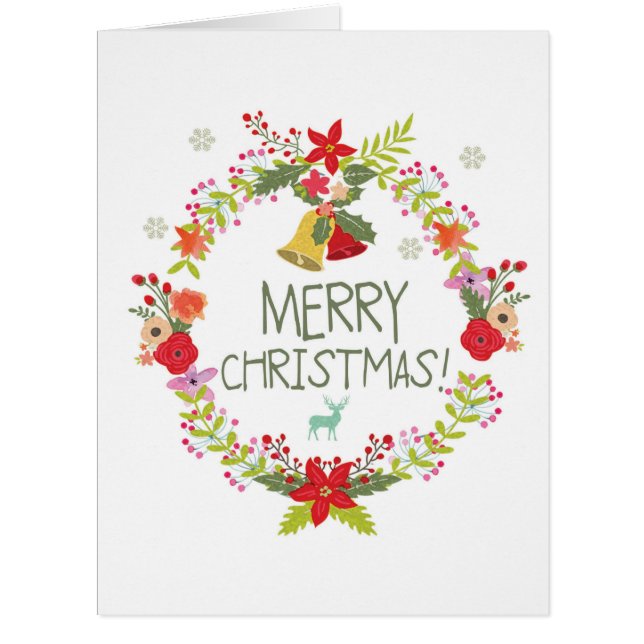 Jumbo Watercolor Wreaths Christmas Card (Front)