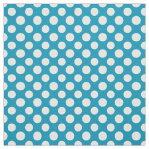 Jumbo White Polka Dots on Bright Blue Fabric