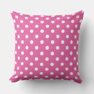 Jumbo White Polka Dots on Raspberry Pink Cushion