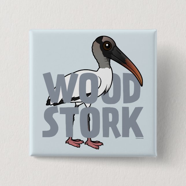 Jumbo Wood Stork 15 Cm Square Badge (Front)