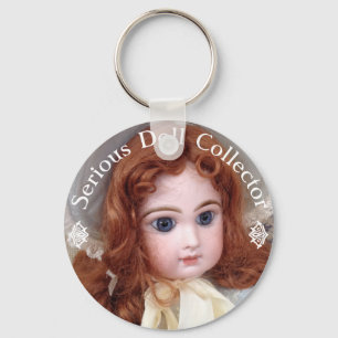 Jumeau Antique Doll Collector 3" Button Pin Key Ring