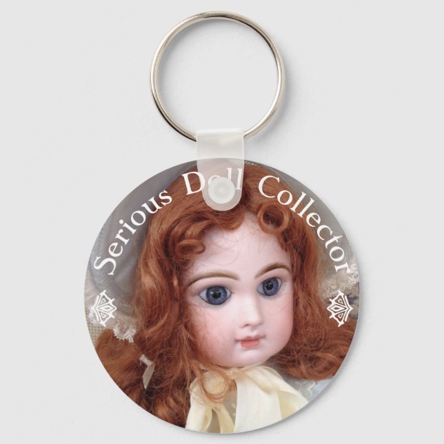 Jumeau Antique Doll Collector 3" Button Pin Key Ring (Front)