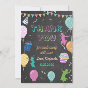 Jump Birthday Chalkboard Kid Trampoline Party Thank You Card