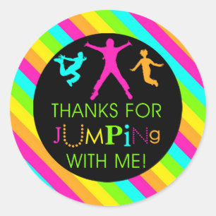 Jump Birthday Girl Matching Thank You Stickers