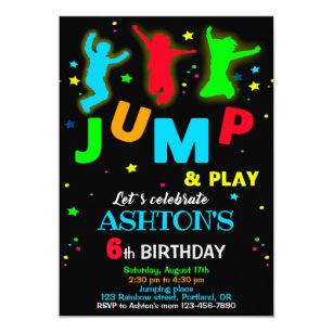 Jump birthday invitation Bounce trampoline park