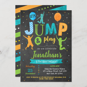 Jump Birthday Invitation Bounce Trampoline Party