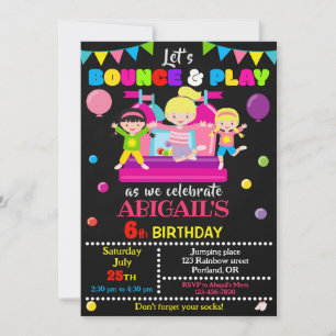 Jump birthday invitation Girl bounce house invite