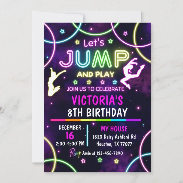 Jump Birthday Invitation, Jump Invite, Trampoline  Invitation (Front)