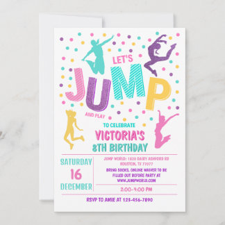 Jump Birthday Invitation, Jump Invite, Trampoline Invitation