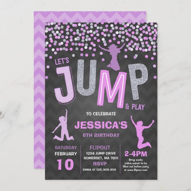 Jump Birthday Invitation Jump Trampoline Party (Front/Back)