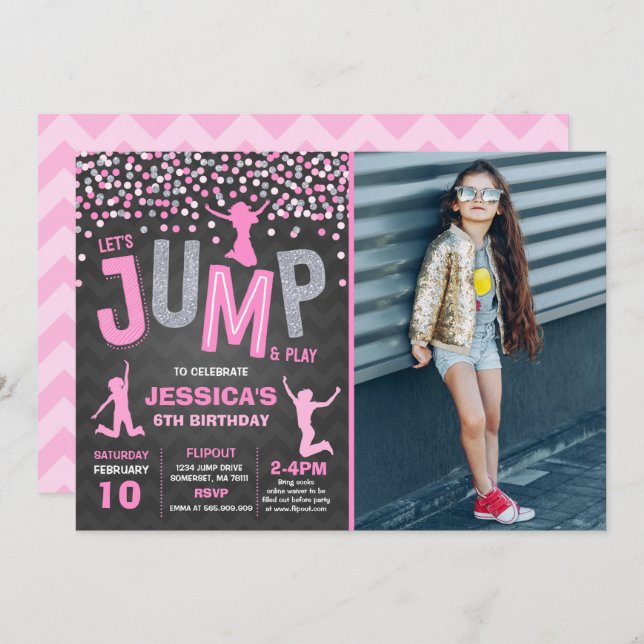 Jump Birthday Invitation Jump Trampoline Party (Front/Back)