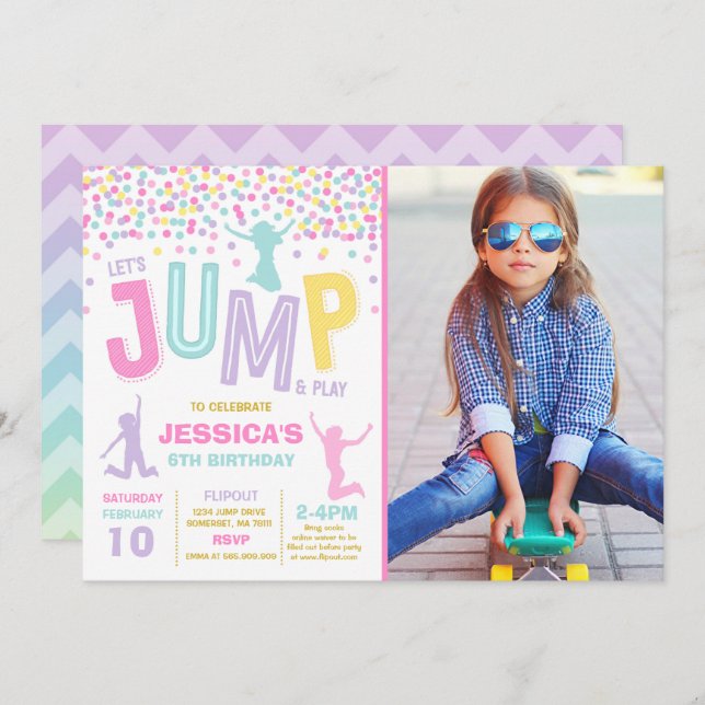 Jump Birthday Invitation Jump Trampoline Party (Front/Back)