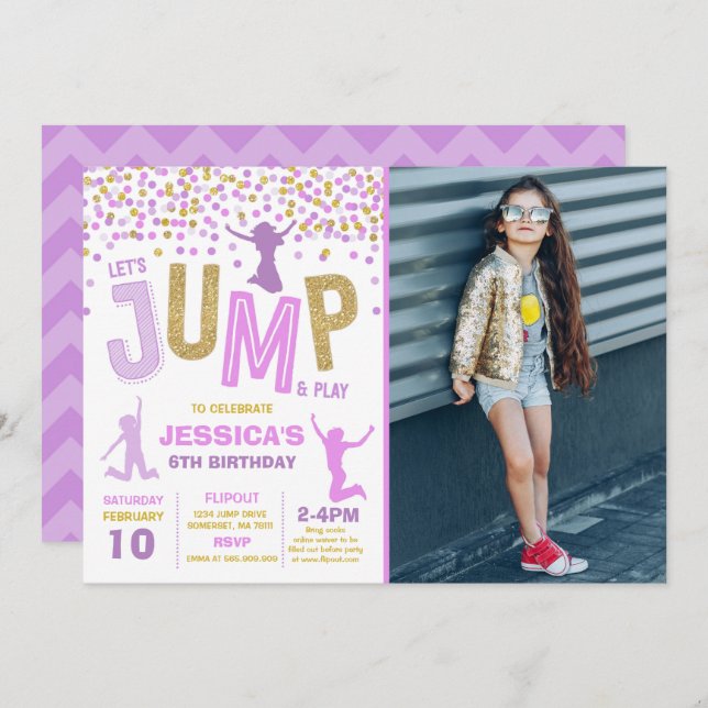 Jump Birthday Invitation Jump Trampoline Party (Front/Back)