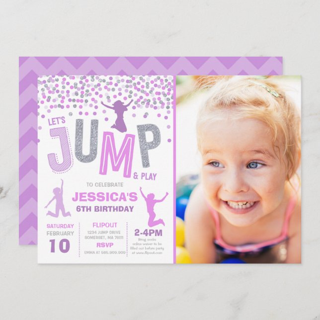 Jump Birthday Invitation Jump Trampoline Party (Front/Back)