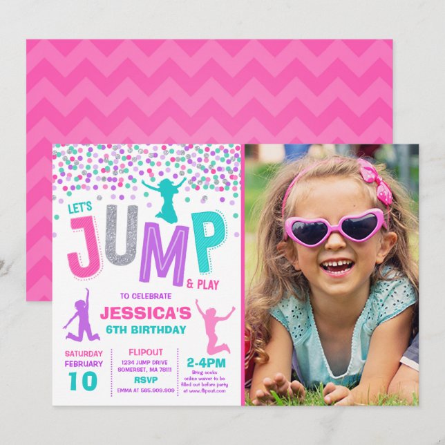Jump Birthday Invitation Jump Trampoline Party (Front/Back)