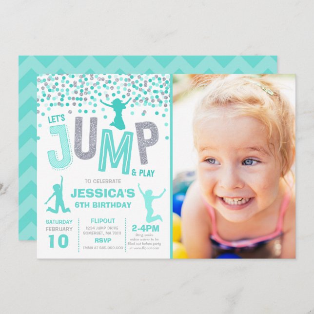 Jump Birthday Invitation Jump Trampoline Party (Front/Back)