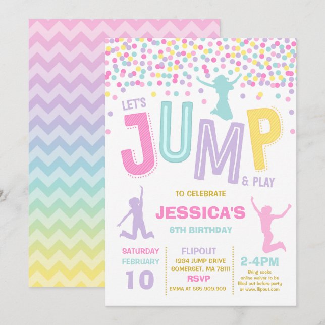 Jump Birthday Invitation Jump Trampoline Party (Front/Back)
