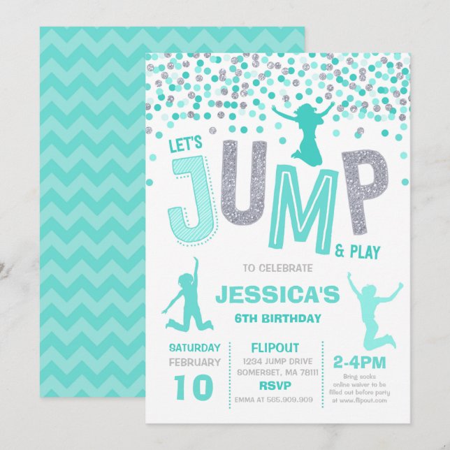 Jump Birthday Invitation Jump Trampoline Party (Front/Back)