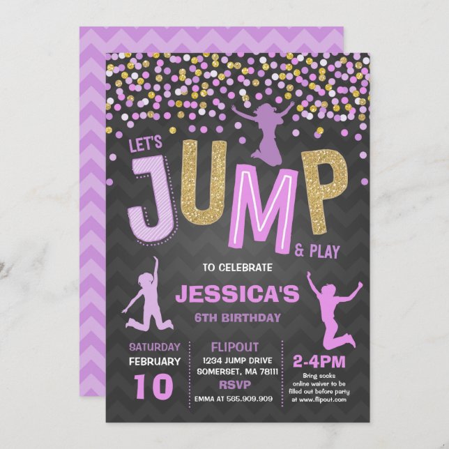 Jump Birthday Invitation Jump Trampoline Party (Front/Back)