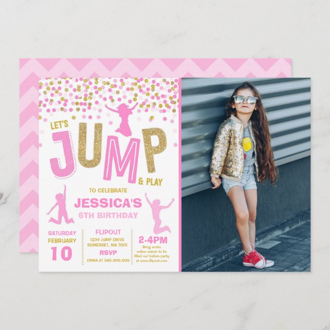 Jump Birthday Invitation Jump Trampoline Party (Front/Back)