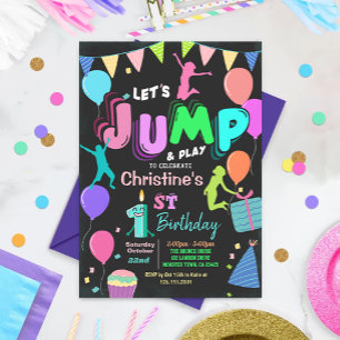 Jump Birthday Invitation Jumping Trampoline Party