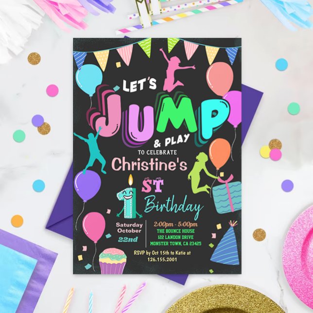 Jump Birthday Invitation Jumping Trampoline Party (Creator Uploaded)